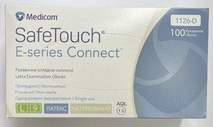 Рукавички латексні опудрені Medicom SafeTouch E-Series L Прозоро-білі 100 шт Рукавички оглядові 1126-D фото