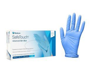 Рукавички нітрилові неопудрені Medicom Safe Touch М Блакитні 100шт Нестерильні оглядові рукавички 3,5гр 1175Р-С фото