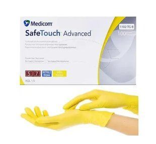 Перчатки нитриловые неопудренные Medicom SafeTouch S Желтые 100 шт, Нестерильные перчатки без пудры, нитриловые перчатки, перчатки нитриловые, медицинские нитриловые перчатки, медицинские перчатки нитриловые, медицинские перчатки плотные, медицинские перч 1102TG-B фото