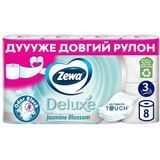 Туалетний папір тришаровий ароматизований Zewa Deluxe Жасмин Білий 8 рулонів Екологічний туалетний папір 7322541171753 фото