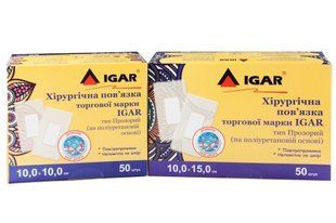 Пов'язка пластирна хірургічна медична Igar тип Прозорий 15 х 10 см 1шт Хірургічні пов'язки 1872115944 фото
