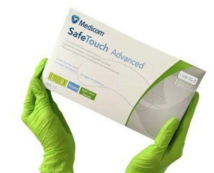 Рукавички нітрилові неопудрені Medicom SafeTouch L Зелені 100 шт Нітрилові рукавички одноразові 1104TG-D фото