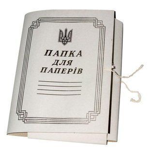 Папка на зав'язках А4, картон, сіра 1990867390 фото