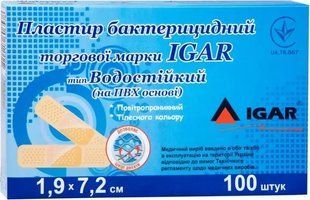 Лейкопластырь бактерицидный на ПВХ основе Igar тип Водостойкий 1.9х7.2 см 1 шт, Медицинский стерильный пластырь, лейкопластырь бактерицидный, водонепроницаемый пластырь, пластырь на ПВХ основе, медицинский пластырь с антисептиком, пластырь с подушечкой, п 2370209809 фото