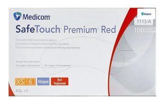 Рукавички нітрилові неопудрені Medicom SafeTouch Premium Red ХS 100 шт Гіпоалергенні одноразові рукавички 1113-А фото