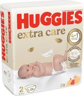 Підгузки дитячі Huggies Extra Care 2 3-6 кг 24 шт Універсальні підгузки для малюків 2620161648 фото