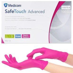 Рукавички нітрилові неопудрені Medicom SafeTouch Рожеві L 100 шт Одноразові рукавички без пудри 1103-TG-D фото