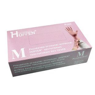 Рукавички нітрилові неопудрені Hoffen Pink М тепло рожеві 100 шт 3,5 гр Одноразові медичні рукавички 34353 фото