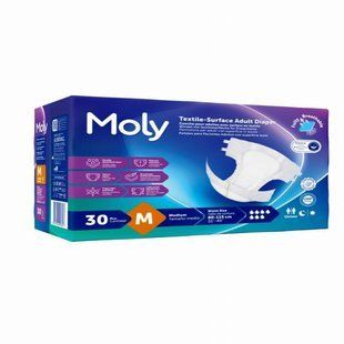 Підгузки для дорослих MOLY М 80-115 см 30 шт 7 крапель Якісні дорослі підгузки 2942418785 фото