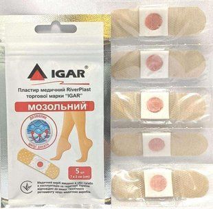 Лейкопластир мозольний медичний Igar RiverPlast 7х 2 см 5шт Мозольний одноразовий пластир 1782377088 фото