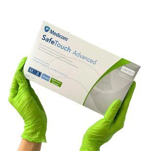 Перчатки нитриловые неопудренные Medicom SafeTouch Advanced М Зеленые 100 шт, Нитриловые перчатки для осмотра, нитриловые перчатки, перчатки нитриловые, медицинские нитриловые перчатки, медицинские перчатки нитриловые, медицинские перчатки плотные, медици 1104TG-C фото