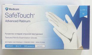 Перчатки нитриловые неопудренные Medicom SafeTouch М Белые 100 шт, Смотровые перчатки без пудры, нитриловые перчатки, перчатки нитриловые, медицинские нитриловые перчатки, медицинские перчатки нитриловые, медицинские перчатки плотные, медицинские перчатки 1174Р-С фото